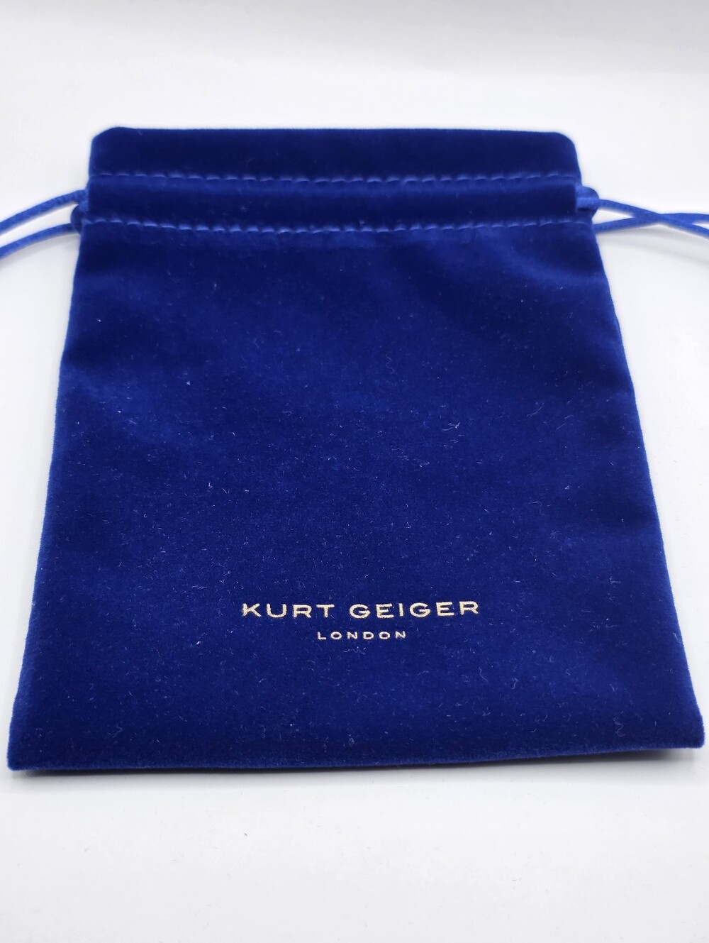 Kurt Geiger Deep Blue Velvet Drawstring Bag